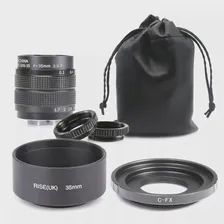 🛍 Объектив видеонаблюдения Fujian 35 мм f1,7, кольцо-адаптер + 2 макрокольца + бленда для Fujifilm X Mount, беззеркальная камера XT10XT20XT30X100F